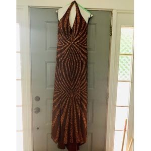 Brown and Gold Sequin Gown